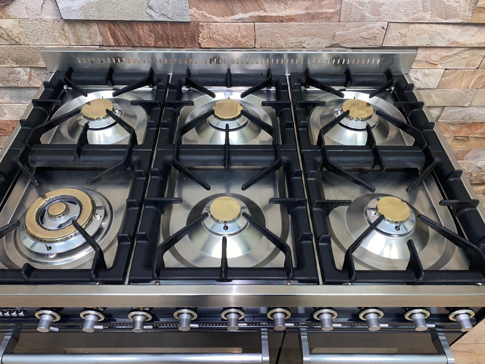 Luxe Boretti 6 pits antraciet met dubbele oven 90x60 cm, Fornello Esperta, Ophalen of Verzenden, Zo goed als nieuw, Energieklasse A of zuiniger