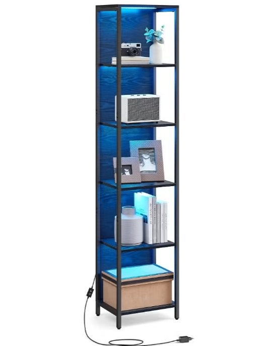 Luxe hoge boekenkast met stalen frame en LED lamp (178cm), Nieuw, 150 tot 200 cm, 25 tot 50 cm, 50 tot 100 cm