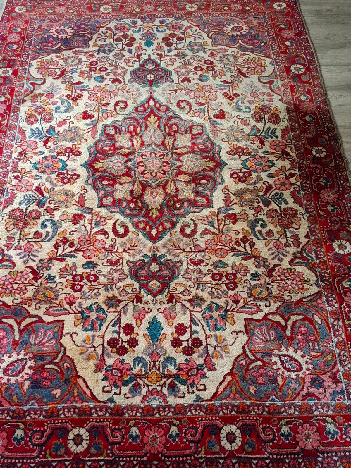 Antiek Perzische tapijt 208x135cm, Huis en Inrichting, Stoffering | Tapijten en Kleden, Ophalen, Rechthoekig, 200 cm of meer