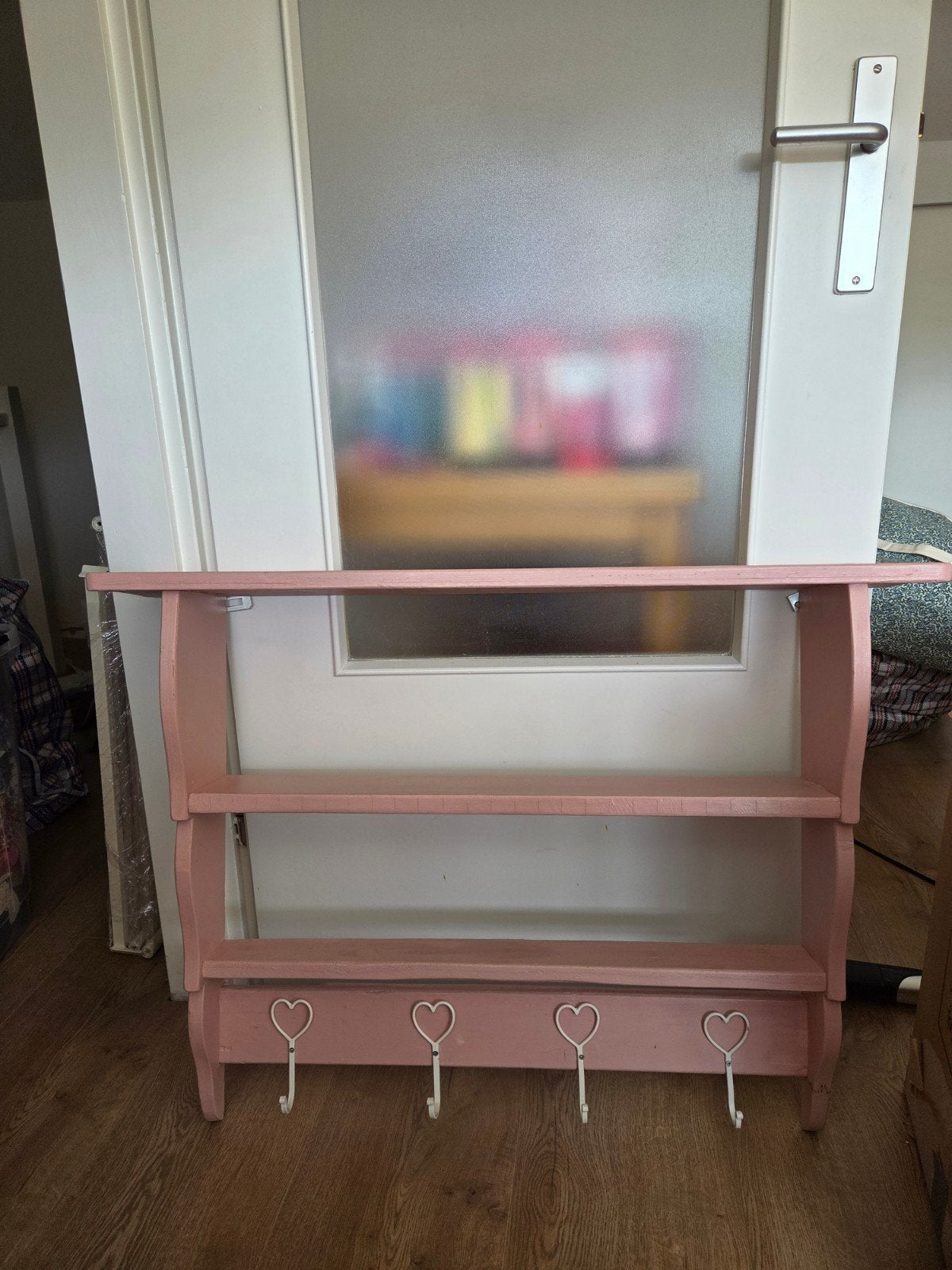 brocante wandkastje roze, Huis en Inrichting, Kasten | Wandmeubels, Ophalen, Gebruikt, Met plank(en), Minder dan 150 cm