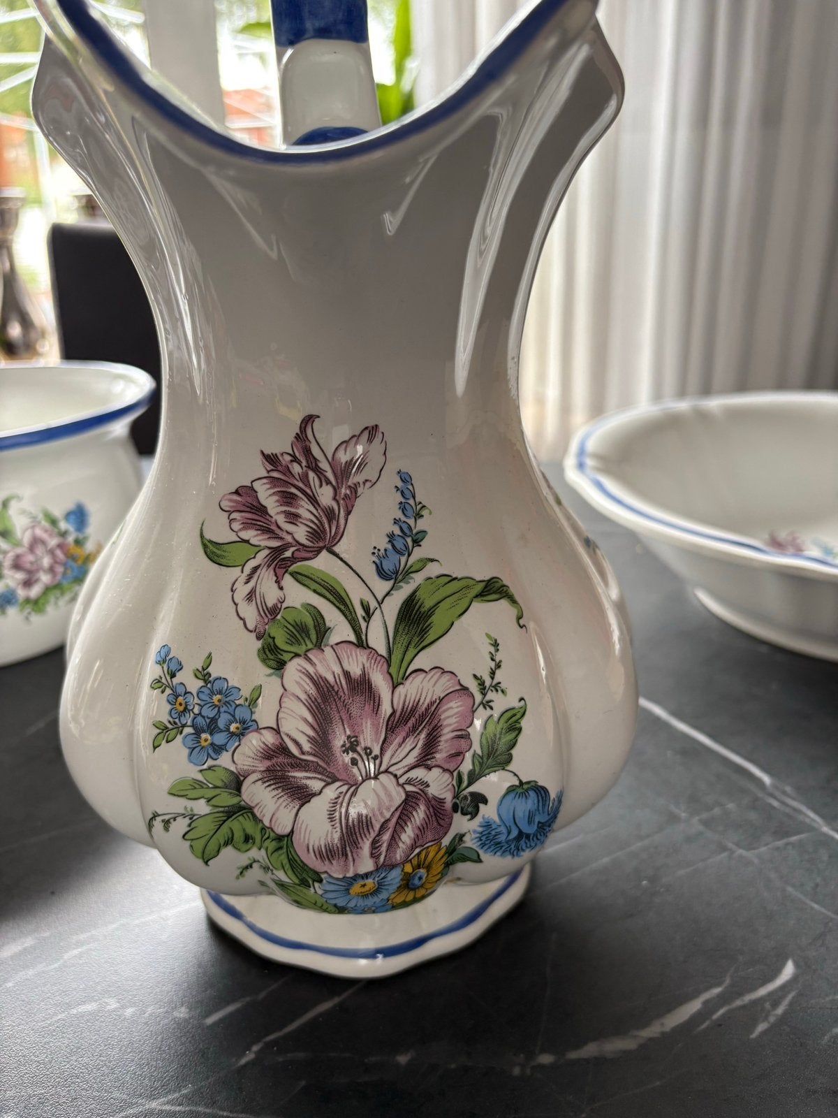 Antieke Delftse Handwerk Wasstel met Bloemmotief, Antiek en Kunst, Ophalen
