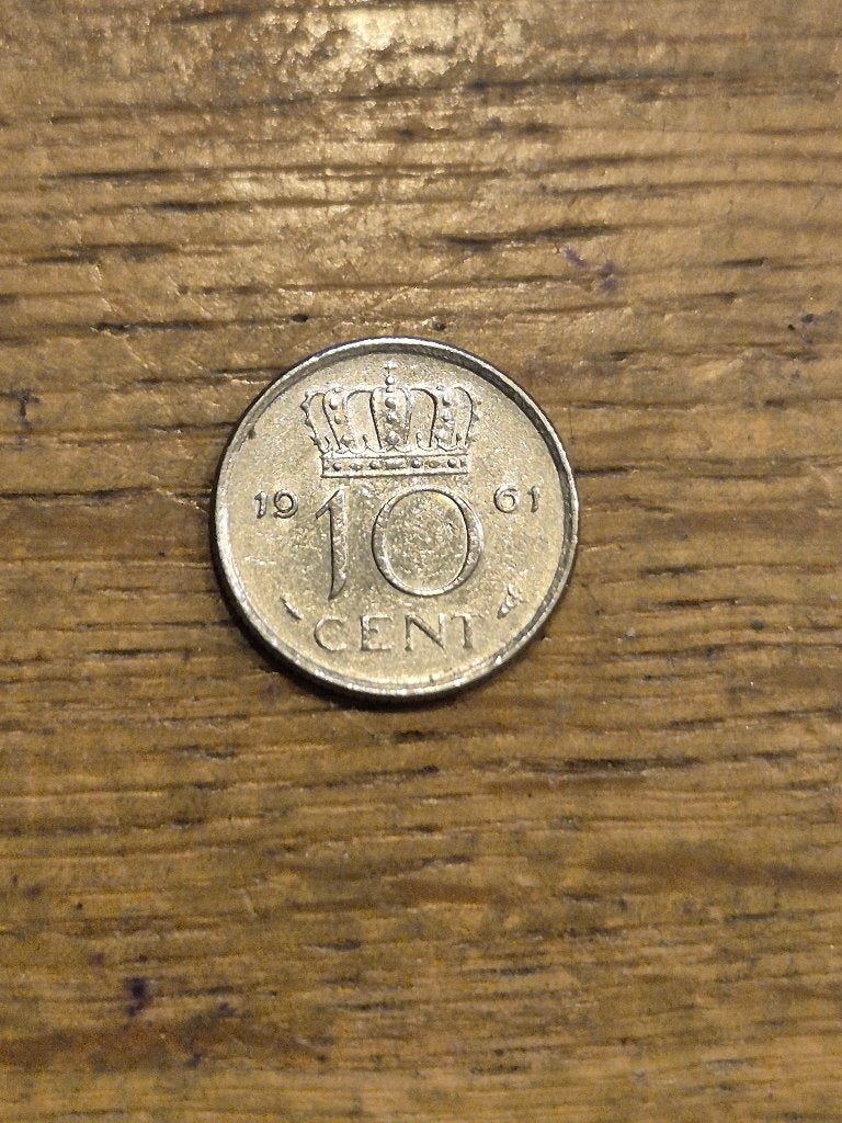 Nederland - 10 Cent 1961, Postzegels en Munten, Munten | Nederland, Verzenden, Koningin Juliana, 10 cent, Losse munt