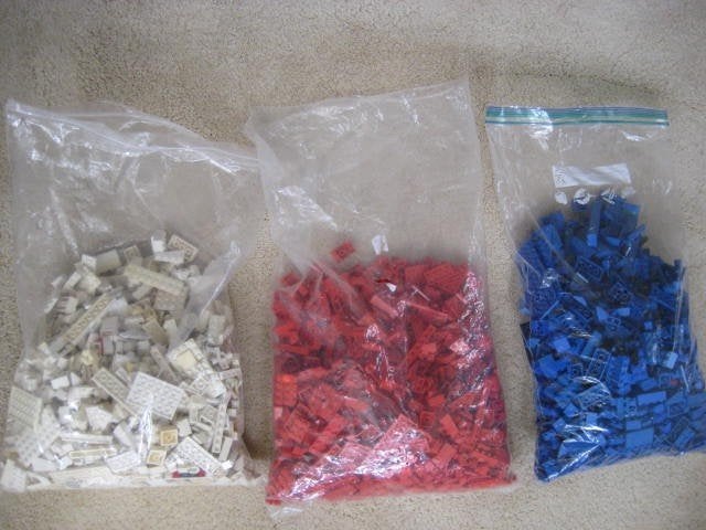 Lego steentjes/divers Blauw. Rood, Wit 3 X 1 kilo, Kinderen en Baby's, Speelgoed | Duplo en Lego, Ophalen of Verzenden, Gebruikt