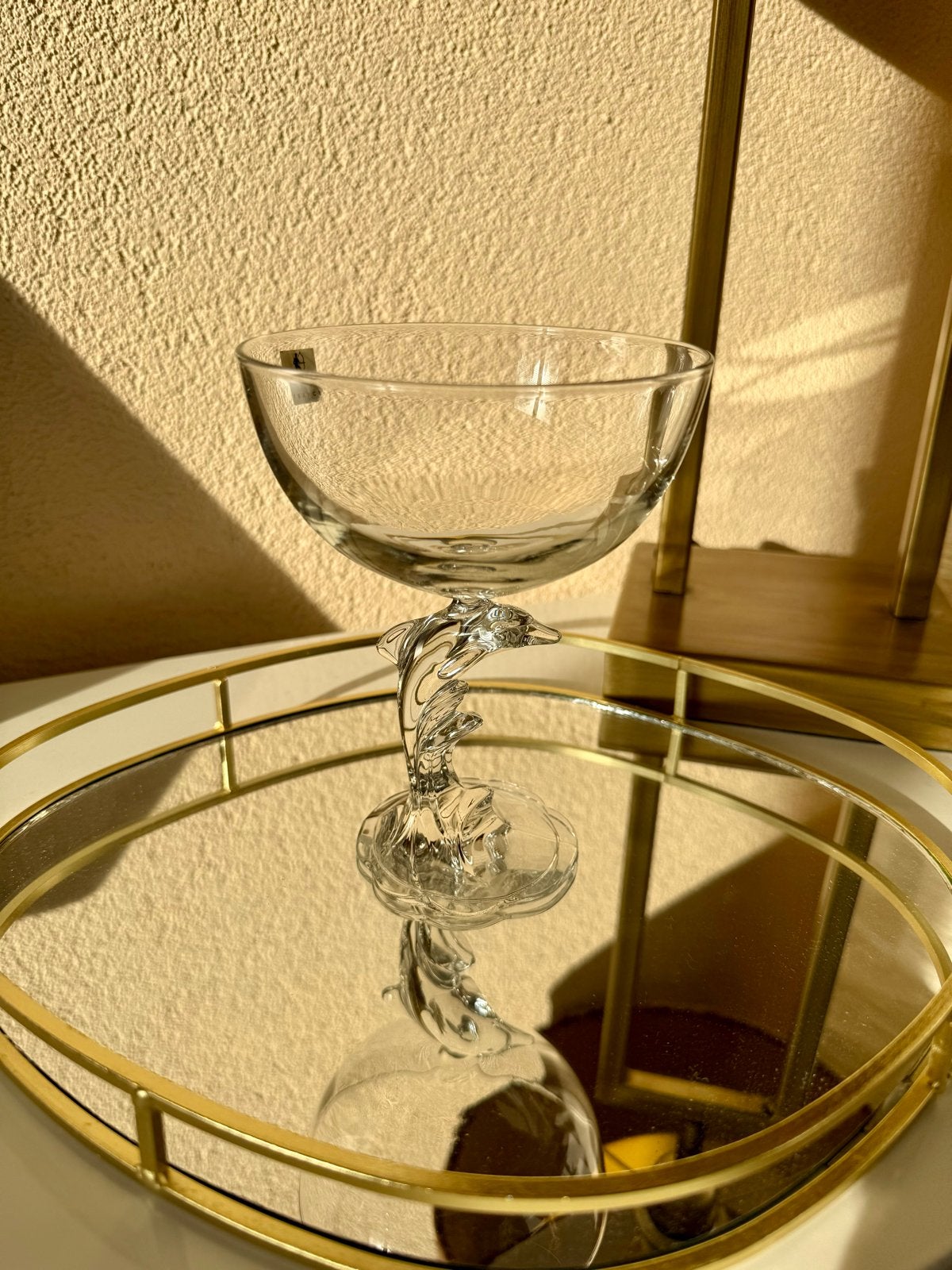 Vintage Luminarc ijscoupe met dolfijn voet, Ophalen of Verzenden