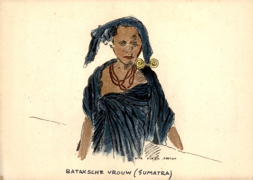 Ned. Indië Sumatra Bataksche vrouw # 218, Verzenden, 1920 tot 1940, Ongelopen, Buiten Europa