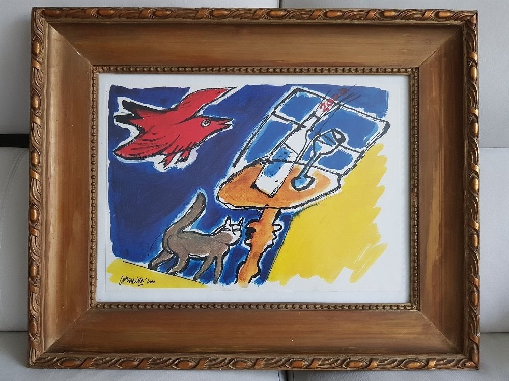 Mooie Corneille litho getaxeerd -met of zonder lijst te koop, Gelimiteerde oplage, Ophalen of Verzenden, Lithografie, Dieren en Natuur
