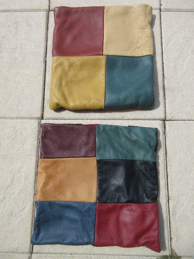 Vintage lederen kussenhoesjes, Huis en Inrichting, Woonaccessoires | Kussens, Ophalen of Verzenden, Gebruikt, Vierkant