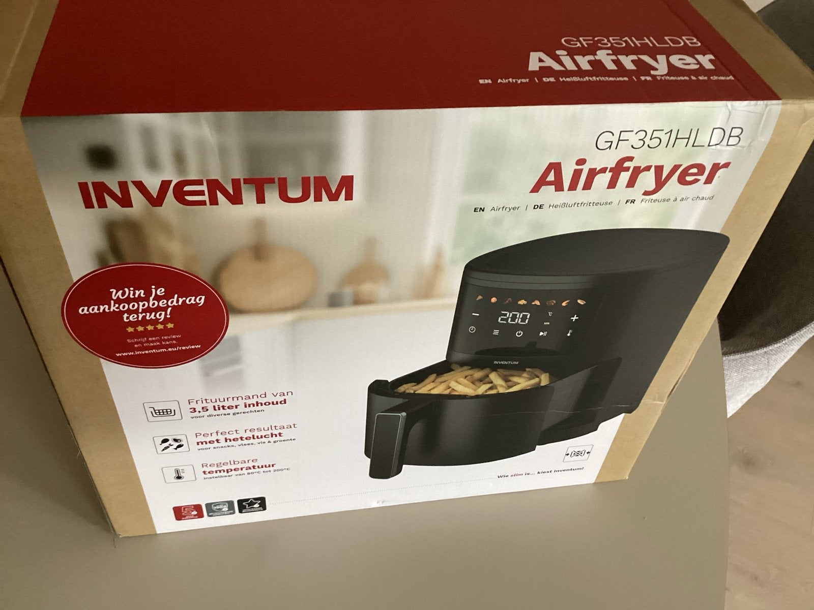 Inventum GF351HLDB Airfryer zgan, Witgoed en Apparatuur, Airfryers, Ophalen of Verzenden, Zo goed als nieuw, Airfryer, 1500 gram of meer