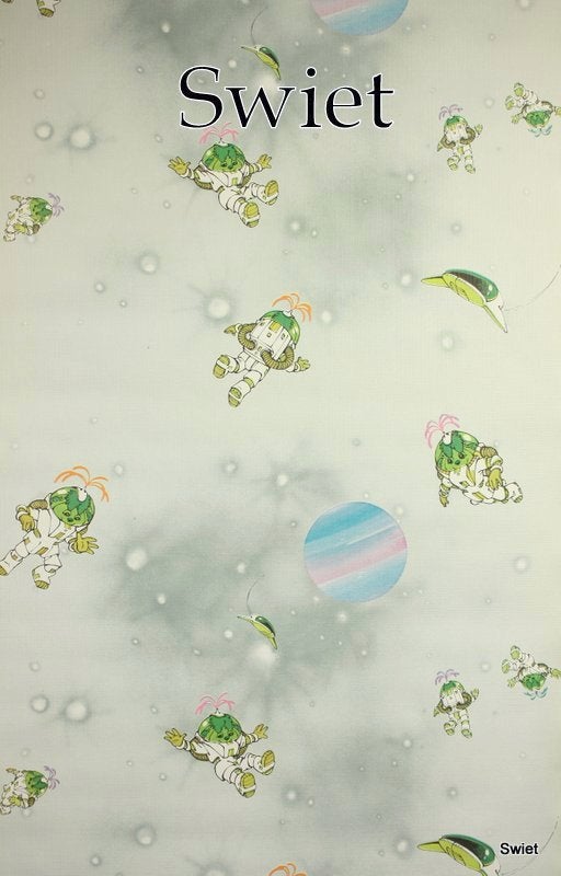 7898 astronauten kinderbehang ruimtefiguurtjes 90s  swiet, Verzenden, Roze
