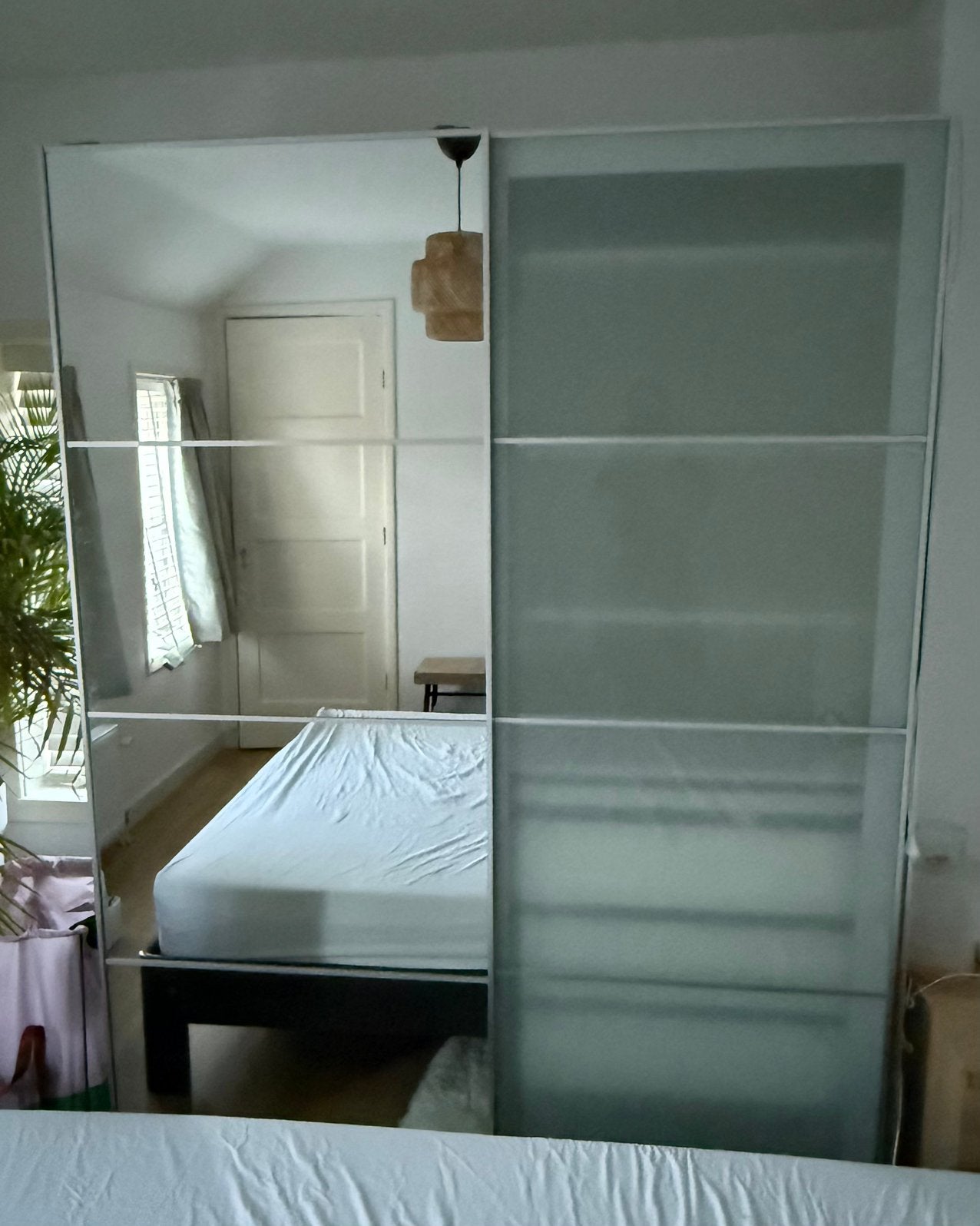 IKEA PAX schuifdeuren spiegel / melkglas 150x201cm, Ophalen, Zo goed als nieuw