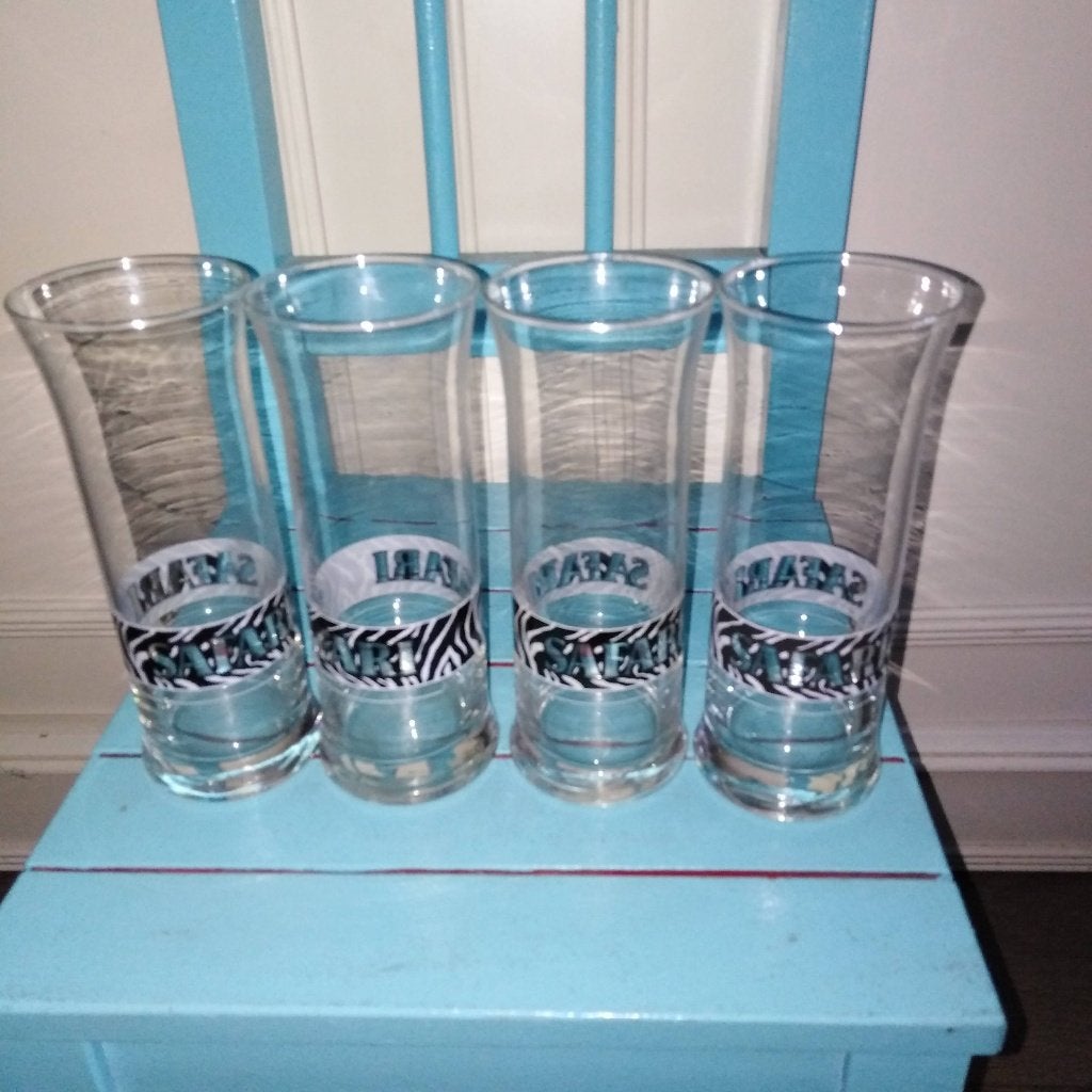 Safari longdrink glazen set van 4, Ophalen, Glas of Glazen, Gebruikt, Glas
