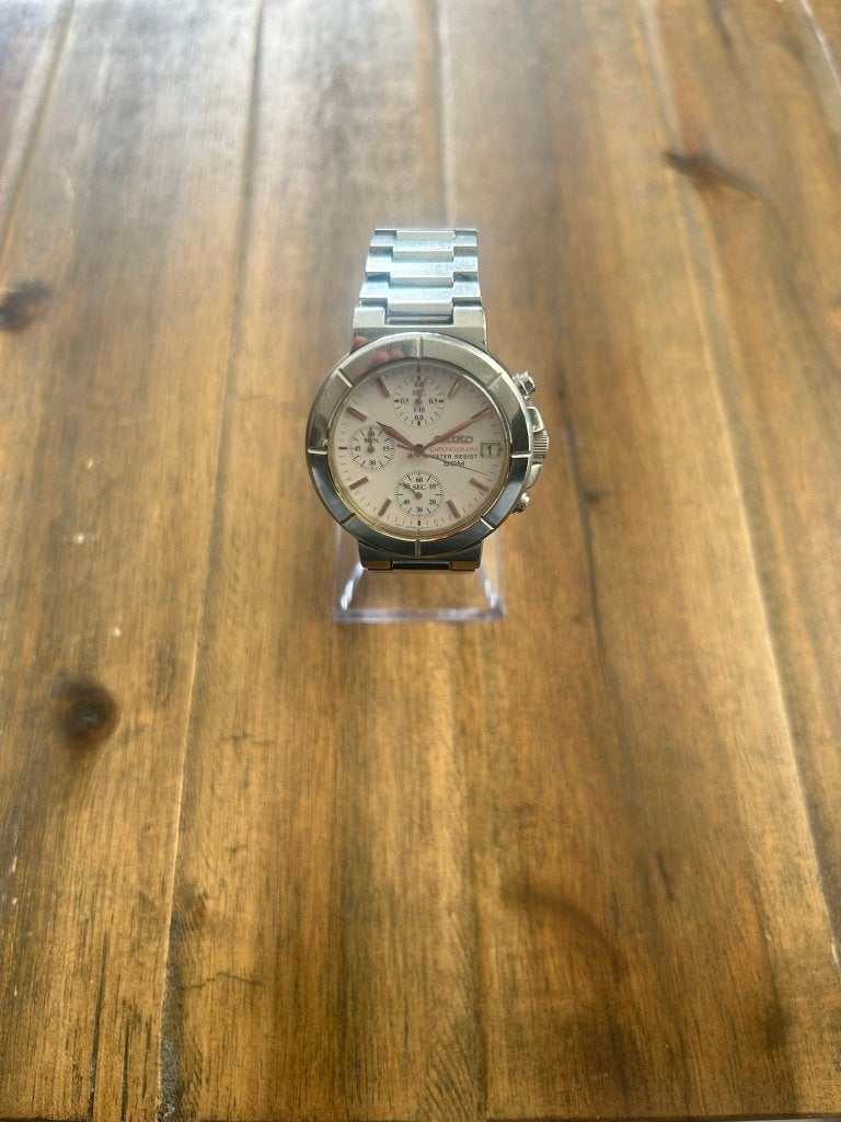 Seiko V657-7090, Sieraden, Tassen en Uiterlijk, Horloges | Heren, Gebruikt, Staal, Polshorloge, Ophalen of Verzenden