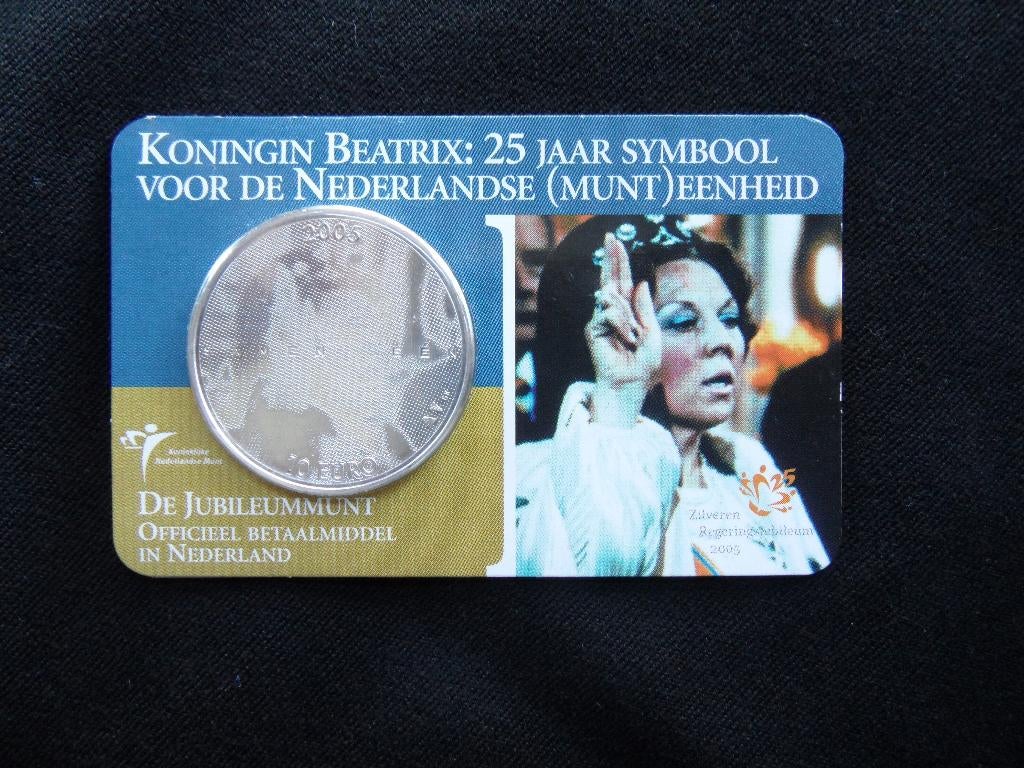 Jubileummunt 2005, € 10,= Beatrix 25 jaar, Koningin Beatrix, Zilver, Euro's, Ophalen of Verzenden