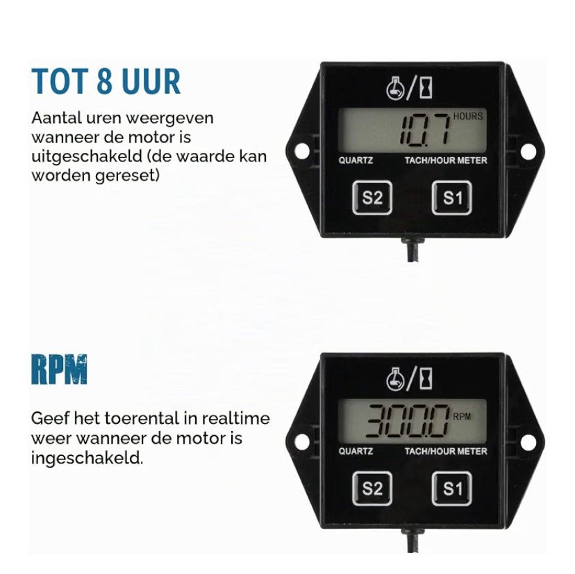 Digitale Toerenteller Urenteller boot motor scooter, Ophalen of Verzenden, Nieuw