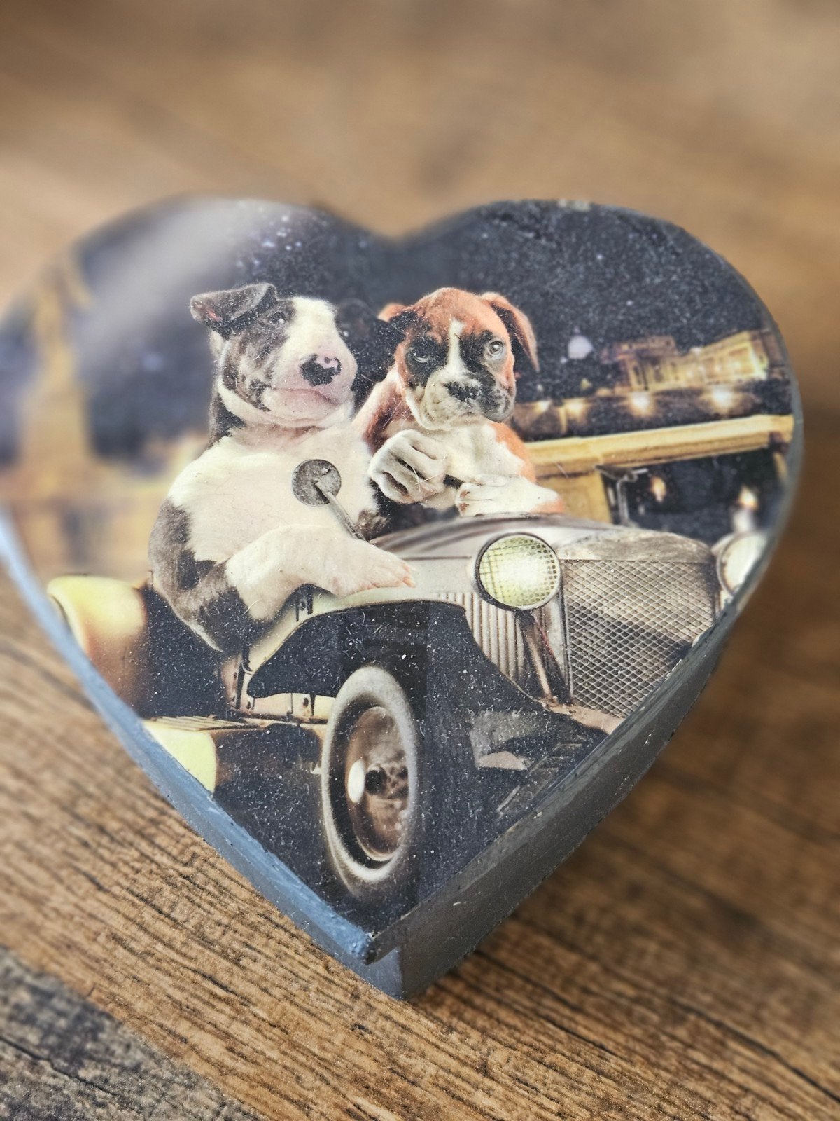 Bewaarkistje in hart vorm Bull Terrier en Boxer, Verzamelen, Ophalen, Hond of Kat, Overige typen
