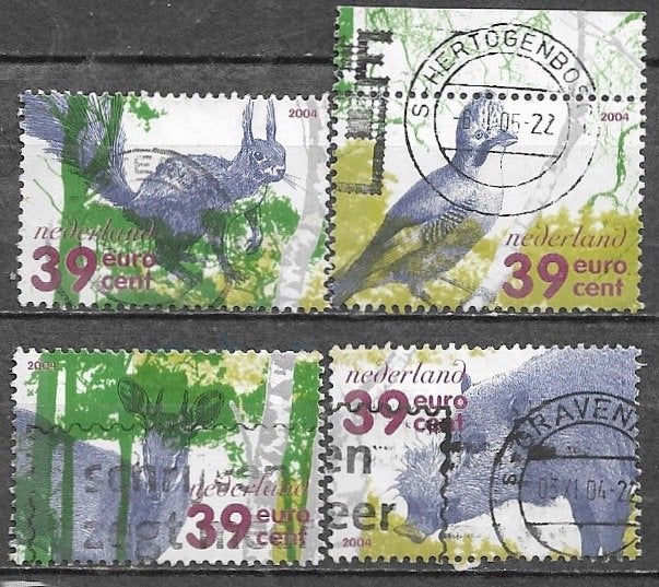 NL serie € 0,39 zegels Dieren van de Veluwe 2004, Verzenden, Na 1940, Gestempeld