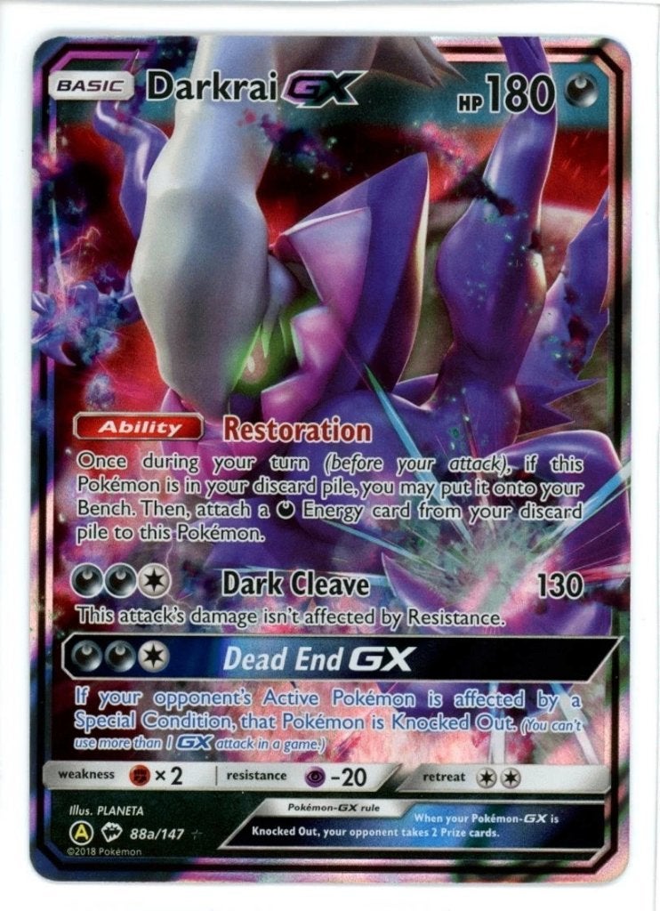 Darkrai gx 88a/147 burning shadows alternate promo pokemon, Ophalen of Verzenden, Zo goed als nieuw, Losse kaart, Foil