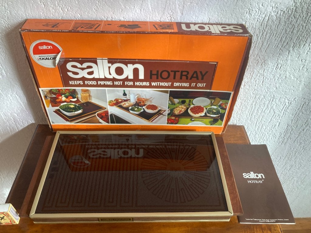 Vintage Salton elektrisch rechaud houten handgrepen + doos, Ophalen of Verzenden