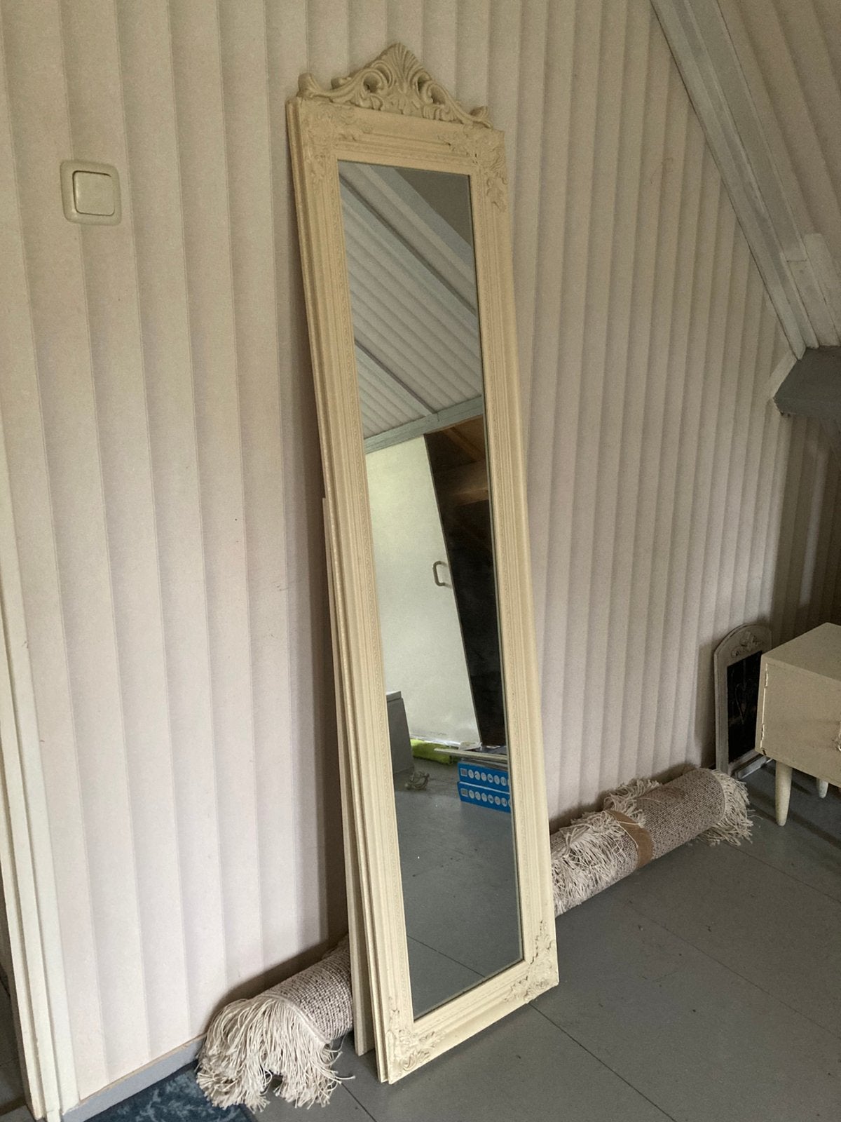 Brocante spiegel, passpiegel, Huis en Inrichting, Ophalen, Minder dan 50 cm, Zo goed als nieuw, 150 tot 200 cm