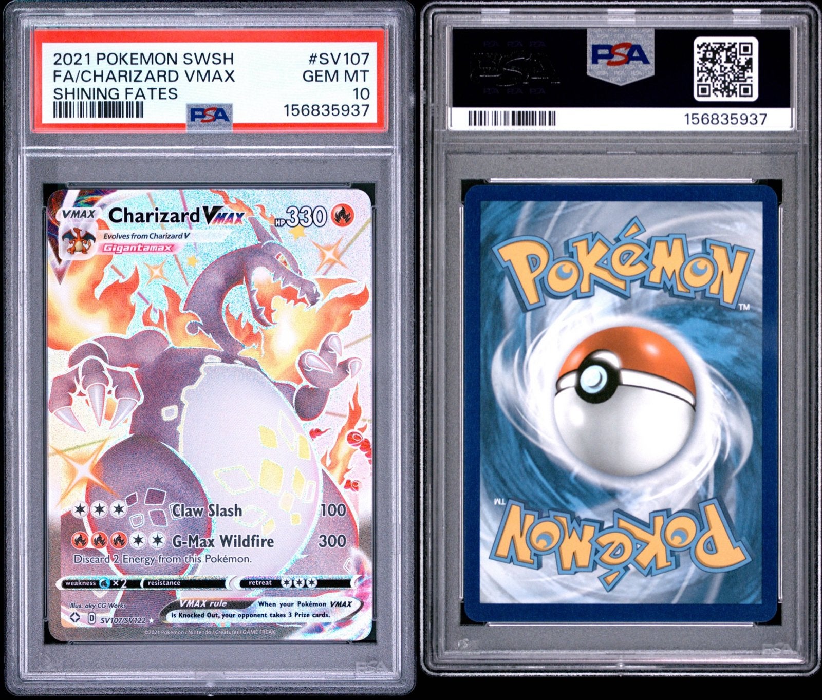 Charizard VMAX SV107 PSA 10, Ophalen of Verzenden, Nieuw, Losse kaart, Foil