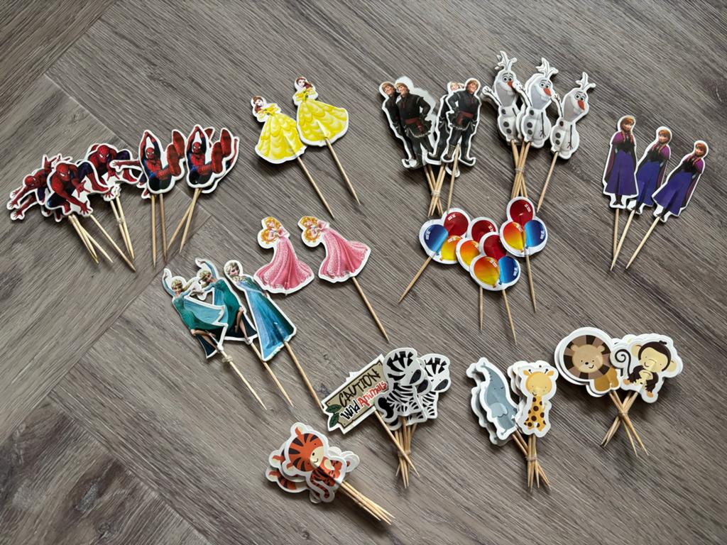 Cupcake prikkers Frozen, Spiderman, prinsessen, dierentuin, Ophalen of Verzenden, Nieuw