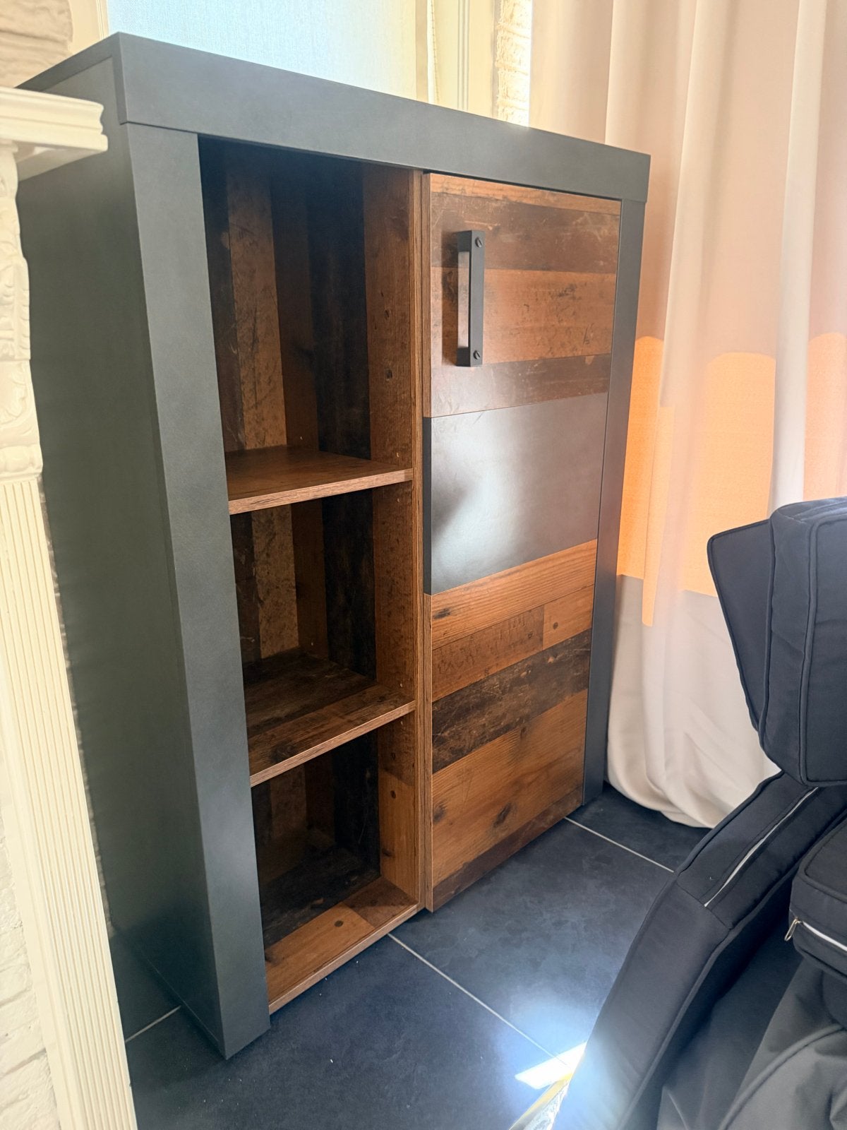 Industriële kast met deur en planken, Ophalen, Gebruikt, 100 tot 150 cm, 50 tot 100 cm