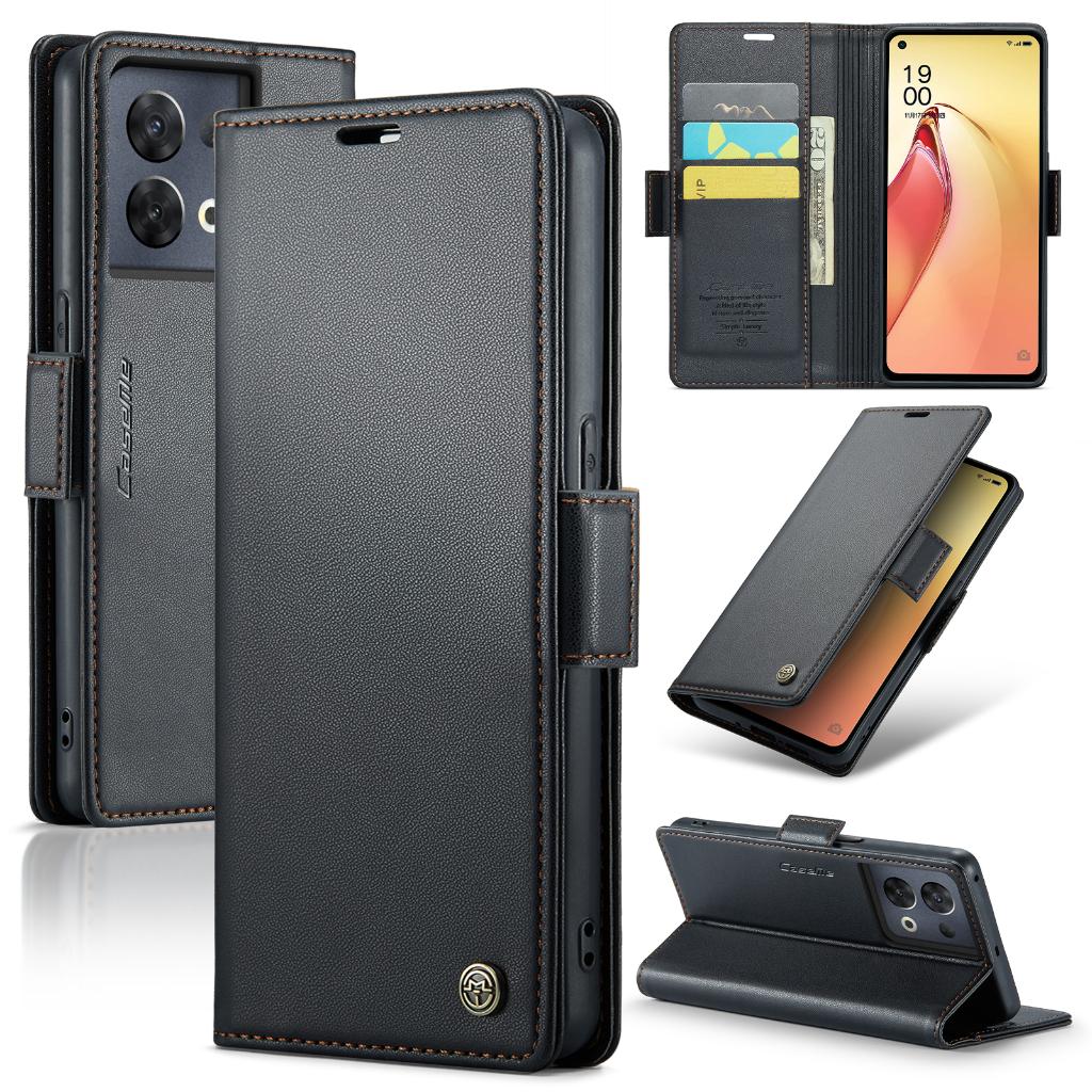 CaseMe Luxe Wallet Case voor OPPO Reno8 Pro 5G _ Zwart, Verzenden, Nieuw, Hoesje of Tasje