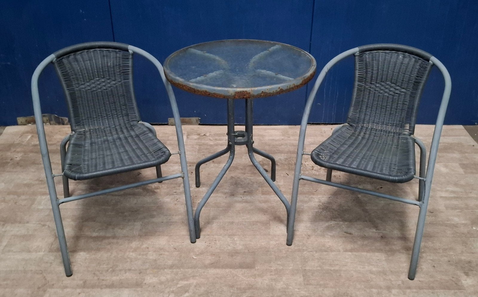 Metalen bistroset, Overige materialen, Gebruikt, Bijzettafel, Tuinset