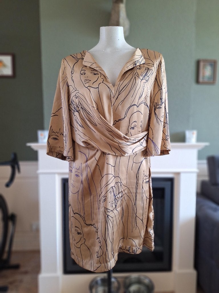 Sandro Ferrone beige bruin gezicht jurk mt M, Maat 38/40 (M), Bruin, Verzenden, Sandro Ferrone