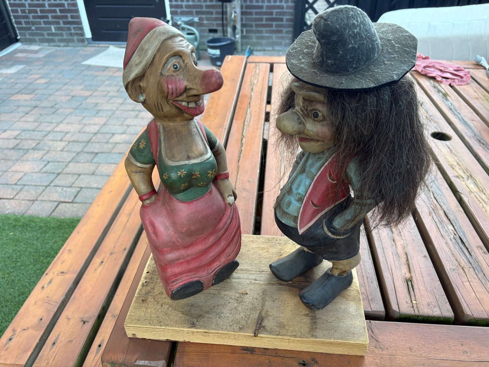 Vintage Noorse trollen - Uniek handgesneden set, Ophalen of Verzenden, Gebruikt, Fantasy