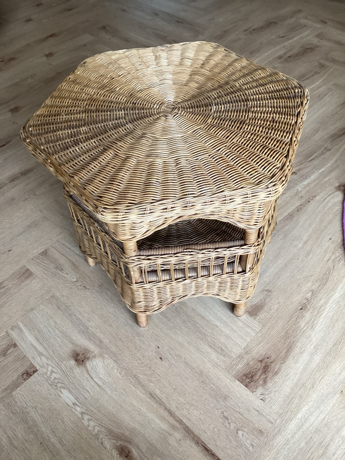 Rotan / bamboe bijzettafeltje met opbergruimte, Ophalen, Gebruikt, Overige vormen, Overige materialen