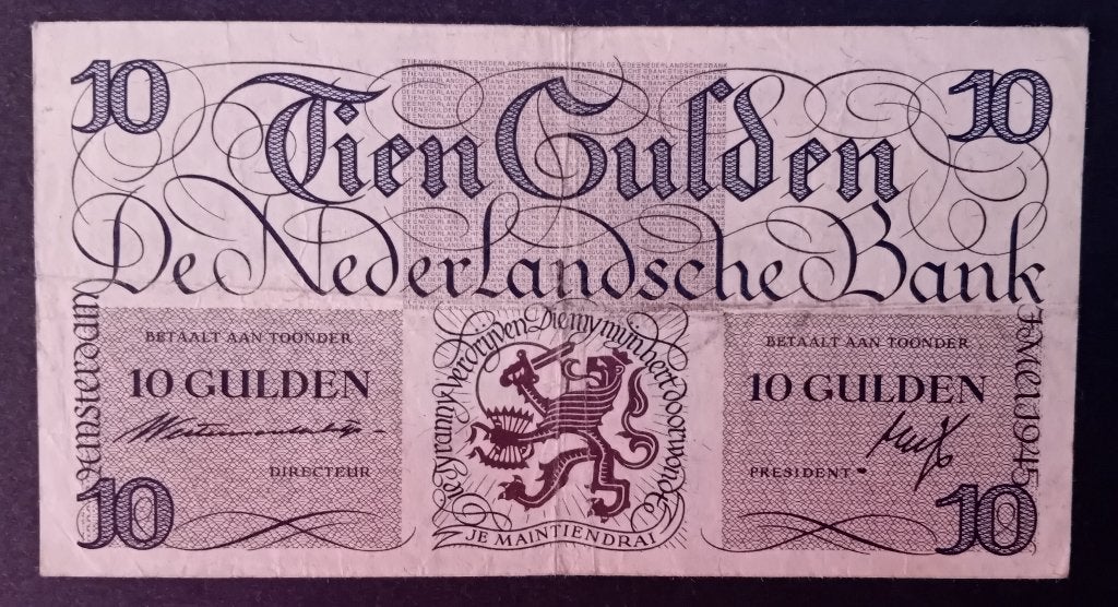 10 gulden Lieftinck biljet 1945 1-a, Postzegels en Munten, Bankbiljetten | Nederland, Ophalen of Verzenden, 10 gulden, Los biljet