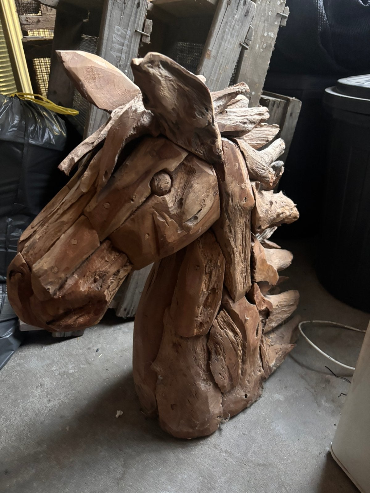Teak houten paard, Antiek en Kunst, Kunst | Beelden en Houtsnijwerken, Ophalen