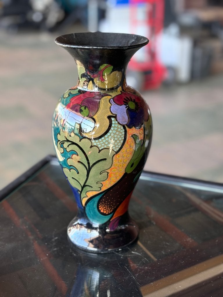 Gouda plateel vaas keramiek bloemdecor model 804  CS26775, Antiek en Kunst, Ophalen