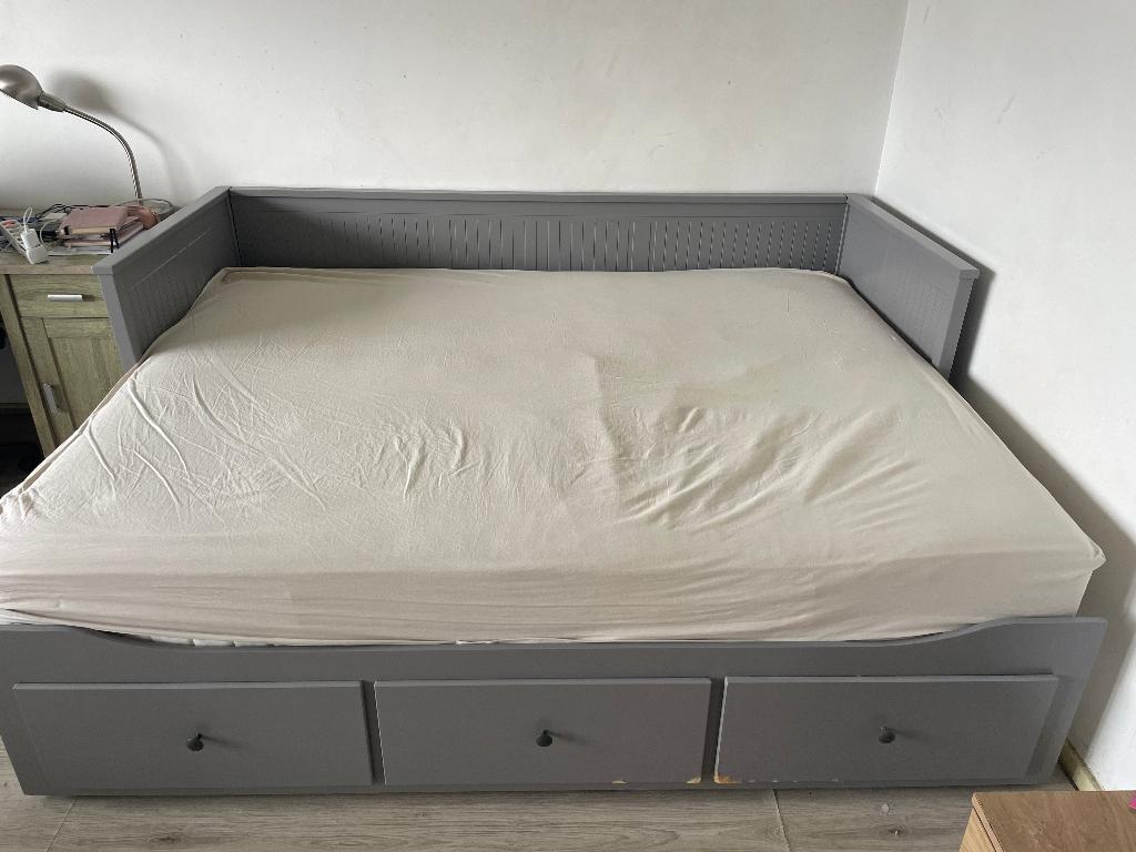 IKEA Hemnes Daybed with 3 Drawers + Mattress 140x200, Ophalen, Eenpersoons, Wit, 140 cm
