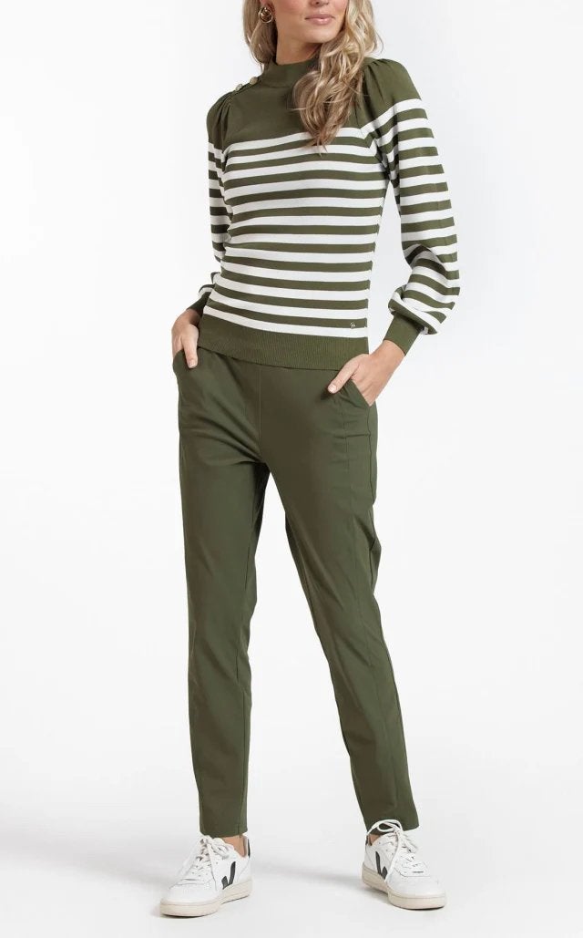 Studio Anneloes Blair bonded trousers army XS, Kleding | Dames, Ophalen of Verzenden, Zo goed als nieuw, Maat 34 (XS) of kleiner