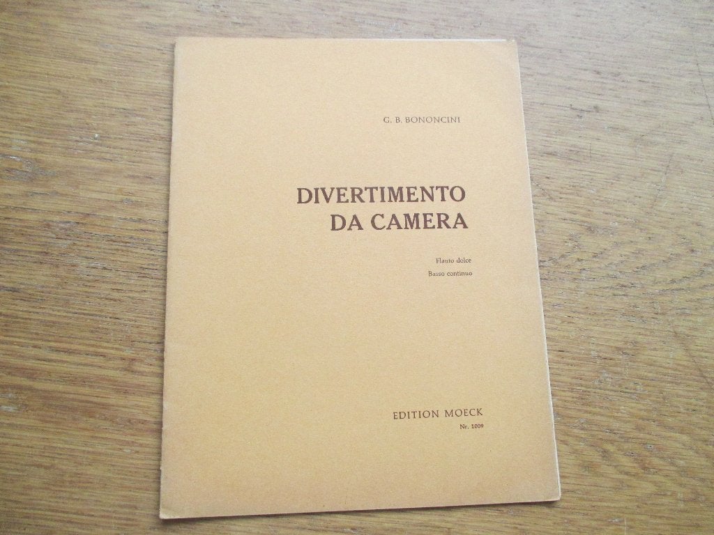 G.B. Bononcini - Divertimento da Camera - dwarsfluit + piano, Klassiek, Ophalen of Verzenden, Thema, Blokfluit