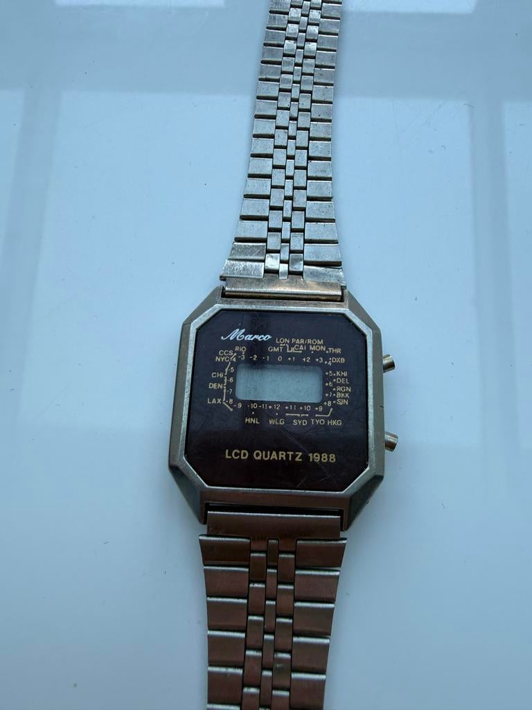 Vintage Marco LCD Quartz 1988 Polshorloge, Sieraden, Tassen en Uiterlijk, Horloges | Heren, Ophalen of Verzenden, Zo goed als nieuw