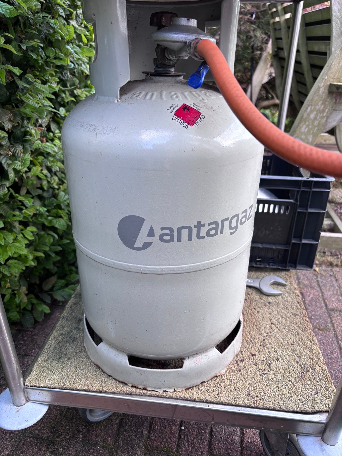Antargaz gasfles, gedeeltelijk vol (ca. 1/3), Ophalen, Gebruikt