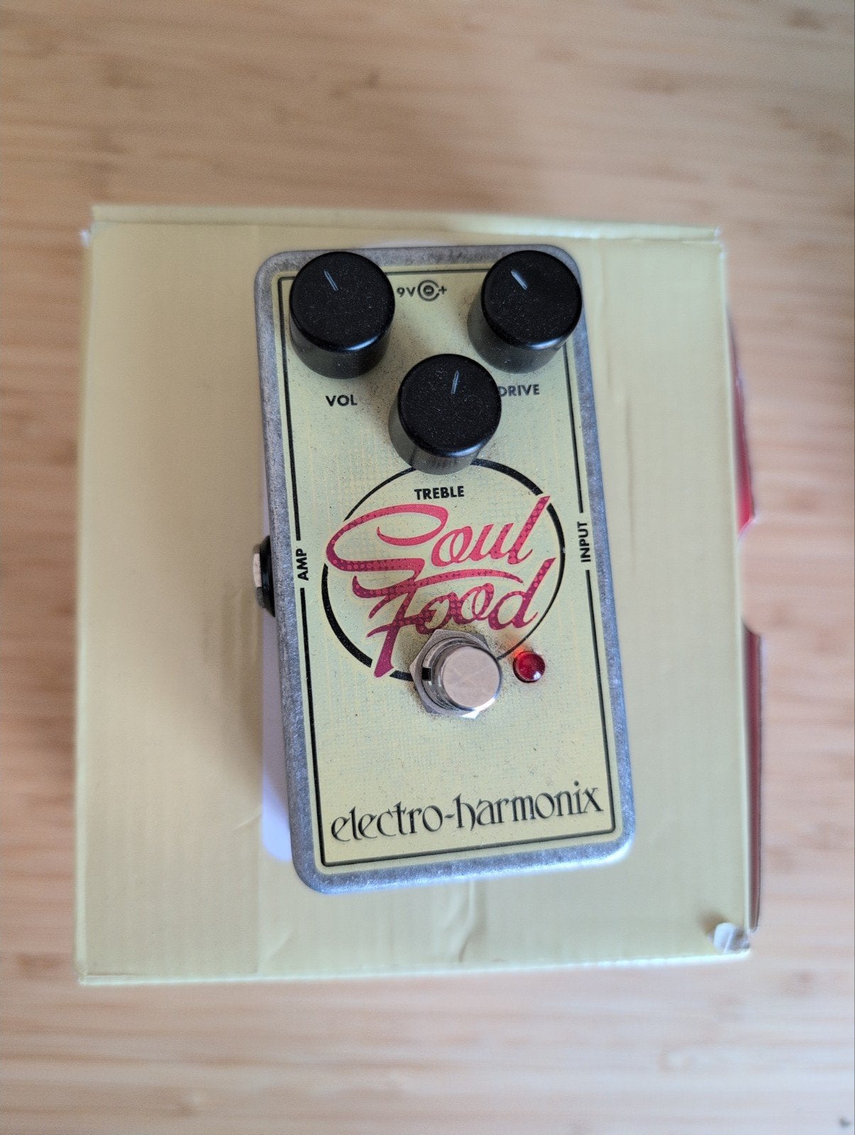 Electro-Harmonix Soul Food Overdrive Pedaal met doos, Ophalen of Verzenden, Zo goed als nieuw, Distortion, Overdrive of Fuzz