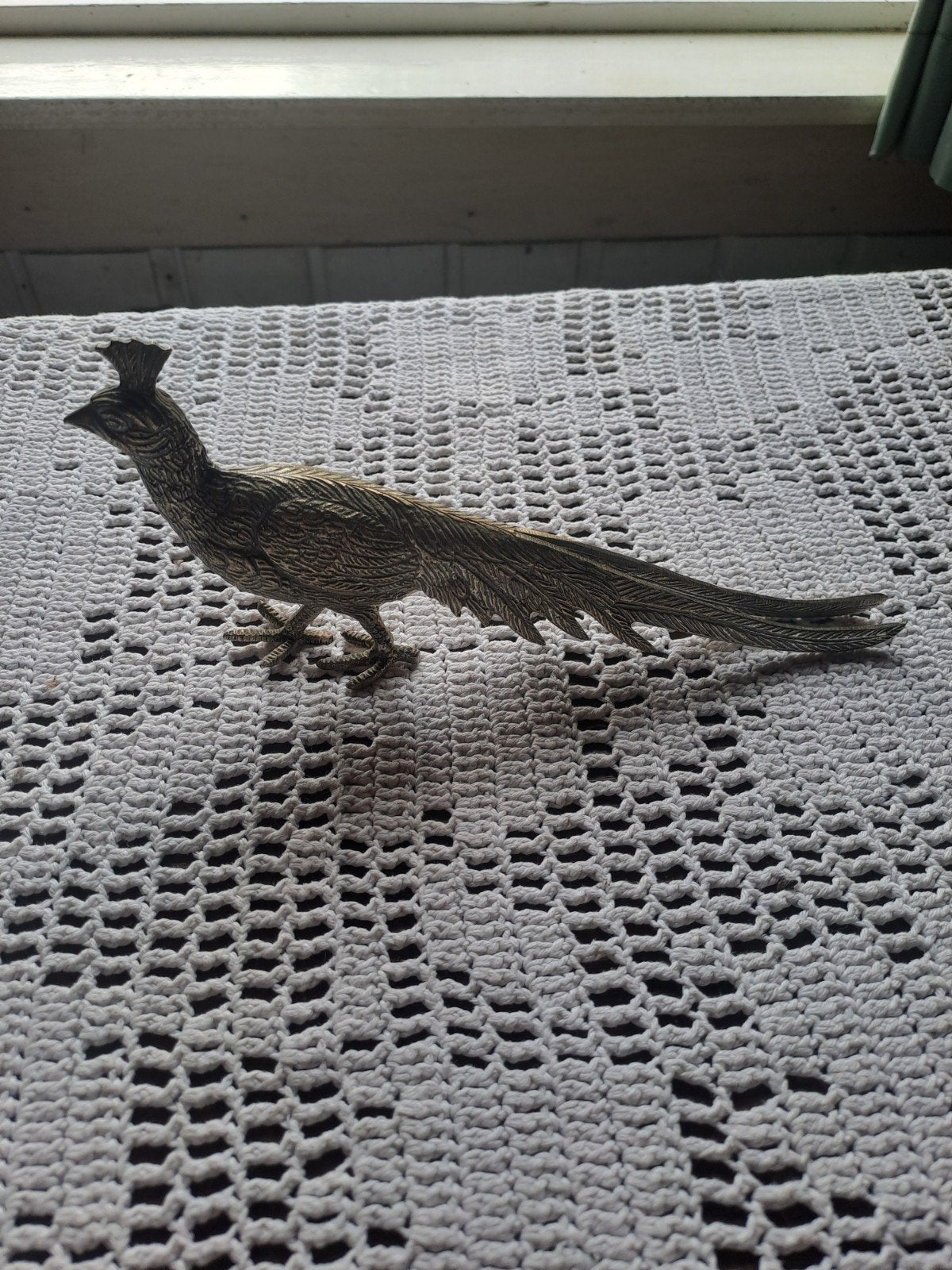 Vintage bronzen pauw beeldje, Antiek en Kunst, Ophalen of Verzenden