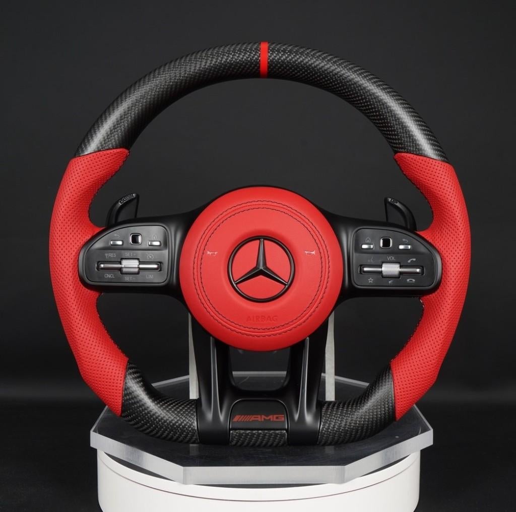 Mercedes matte carbon stuur upgrade rood AMG, Auto diversen, Tuning en Styling, Ophalen of Verzenden, ., ., .