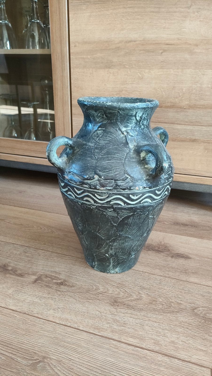 Decoratieve kruik/vaas met 4 oren, Ophalen, Gebruikt, 38 cm