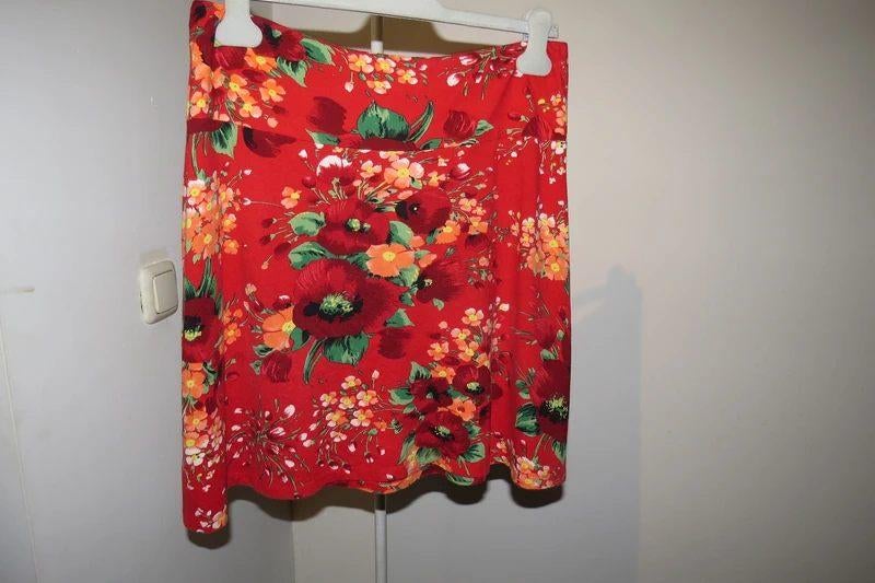King Louie vuur rode rok kleurrijke bloemen print M