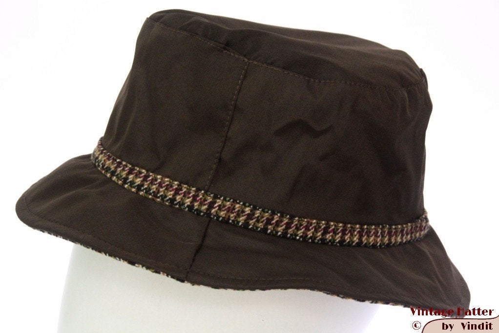 buckethat Vissershoed Hawkins donkerbruin 56, 57 en 58 nieuw, 56 of 57 cm (M, 7 of 7⅛ inch), Hoed, Hawkins, Nieuw