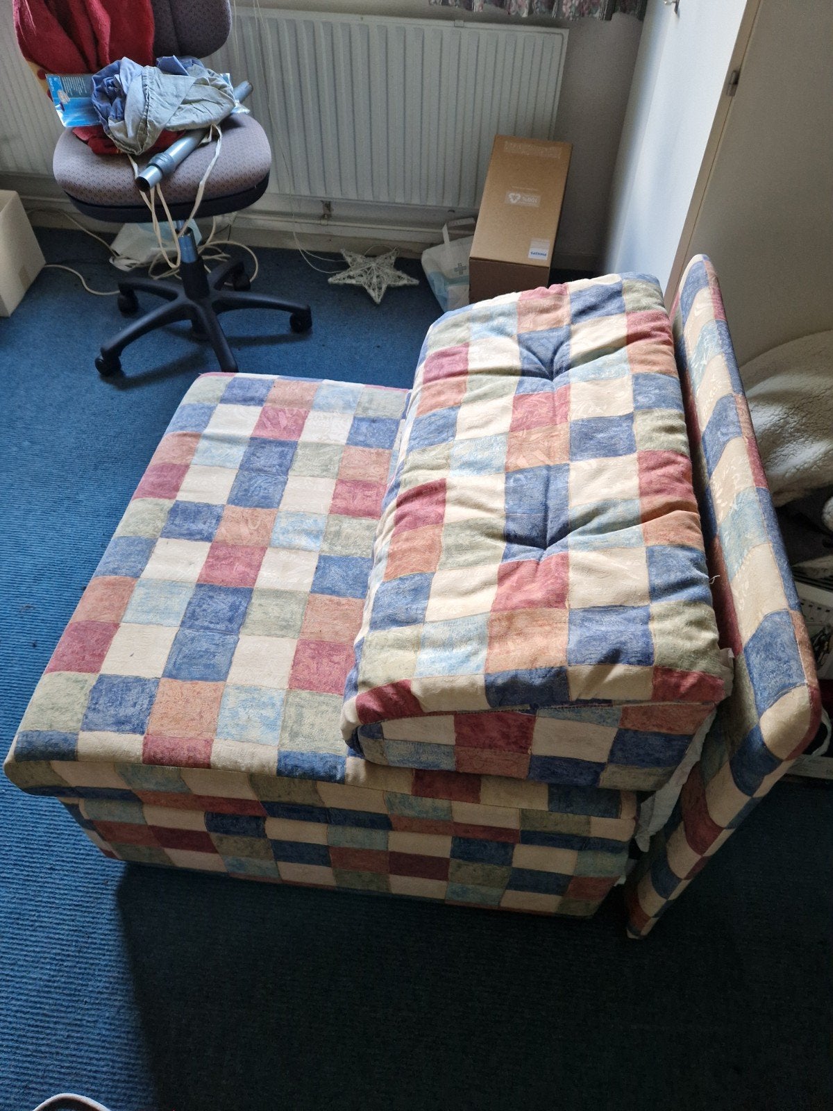 Slaapfauteuil / Slaapstoel - Geruit Patroon, Ophalen, Gebruikt, 190 cm of minder, Groen