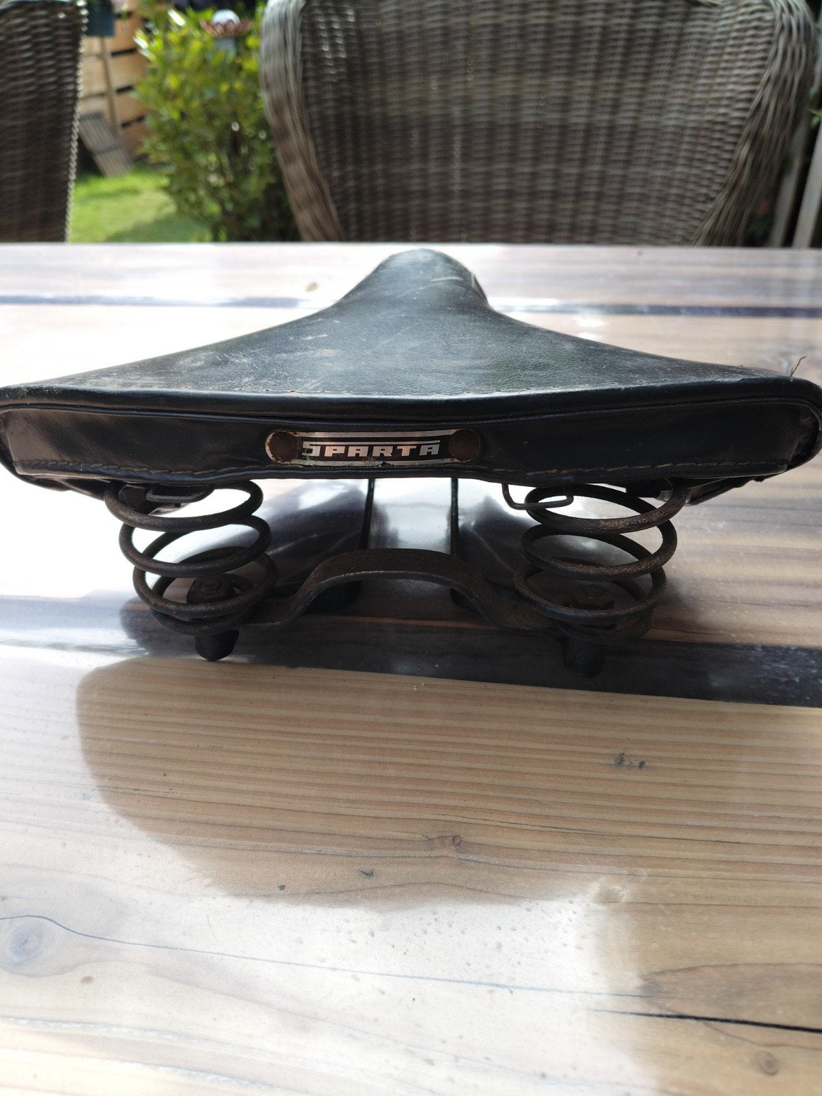 Origineel Sparta bromfietszadel - Vintage, Fietsen en Brommers, Fietsonderdelen, Gebruikt, Zadel, Leer, Oldtimerfiets, Ophalen of Verzenden