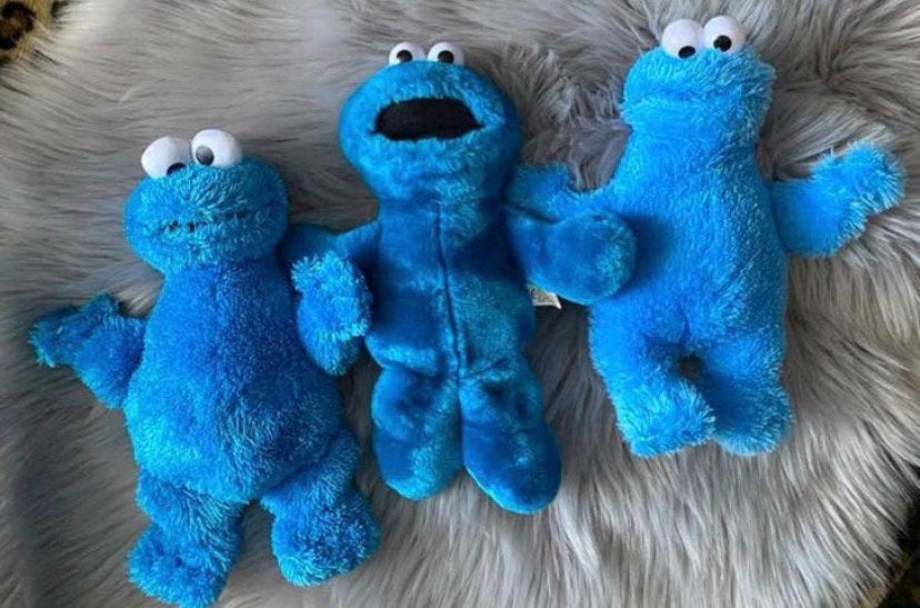 3 koekie monster knuffels, 30cm, Verzenden, Overige typen, Blauw, Zo goed als nieuw