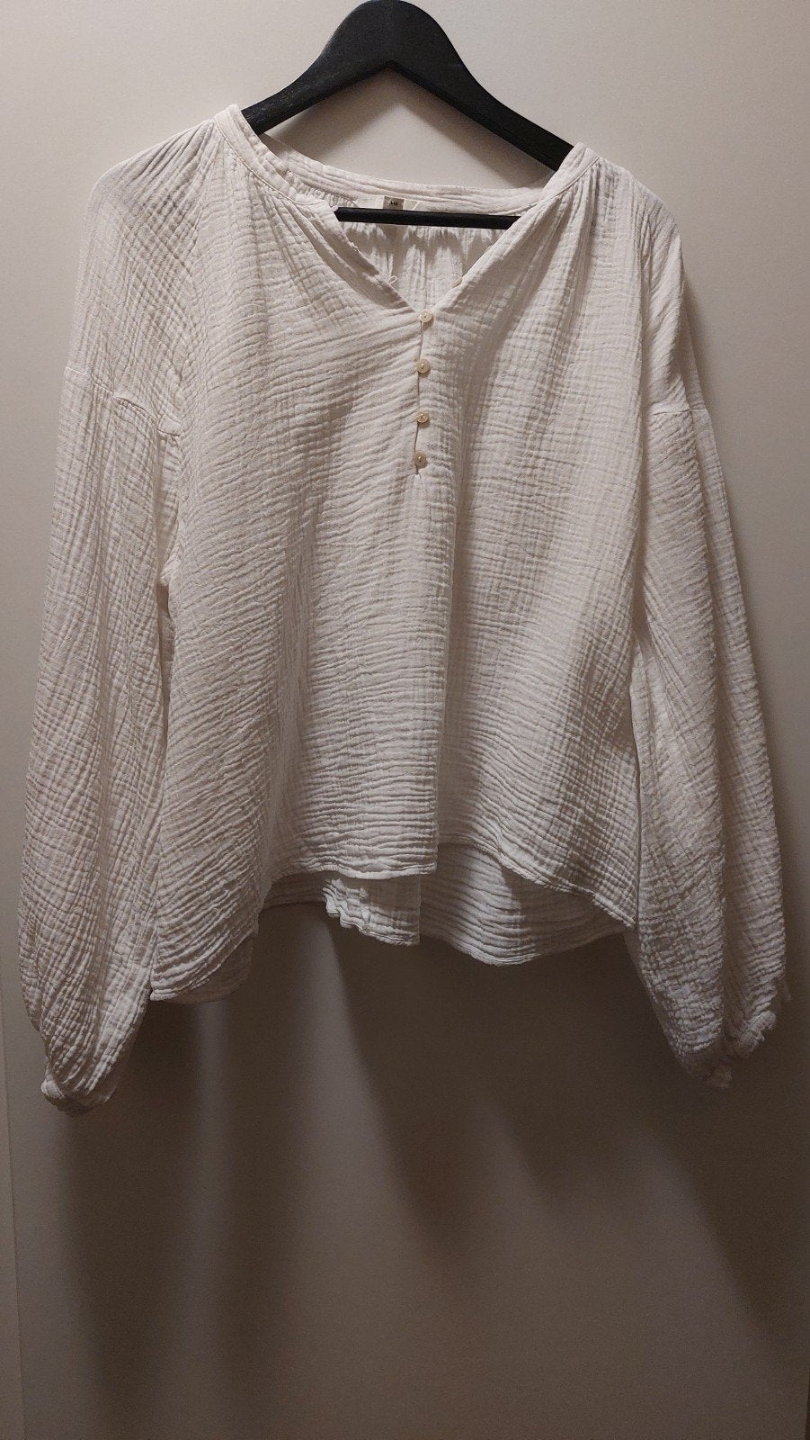 H&M Mousseline Blouse Maat 40 (L) - 100% Katoen, Maat 38/40 (M), H&M, Wit, Ophalen of Verzenden
