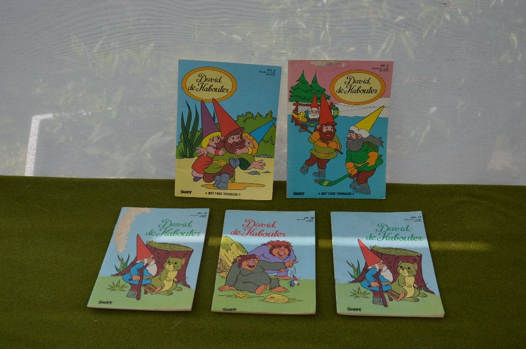 5 Vintage David de Kabouter stripboekjes 1989 door Super uit, Verzamelen, Speelgoed, Ophalen of Verzenden, Gebruikt